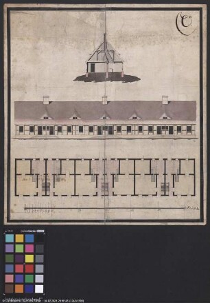 Zeichnung des Drescherhauses auf dem Vorwerk Rettig, Amt Klöden