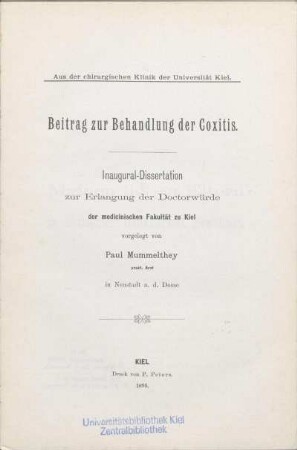 Beitrag zur Behandlung der Coxitis