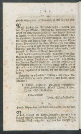 No. 30. Straßb. Sitzung vom 7ten Reifmonat, im 2ten Jahr der Rep.