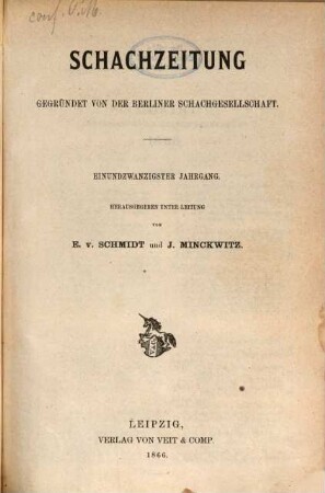 Schachzeitung. 21. 1866