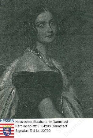 Mathilde Großherzogin v. Hessen und bei Rhein geb. Prinzessin v. Bayern (1813-1862) / Porträt, stehend, Halbfigur