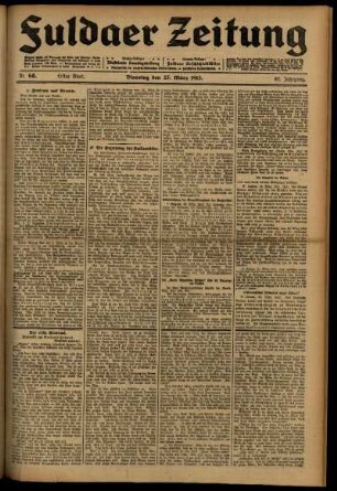 Erste Ausgabe vom Dienstag, den 25. März 1913.