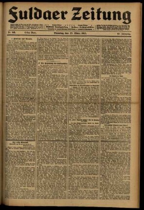 Erste Ausgabe vom Dienstag, den 25. März 1913.