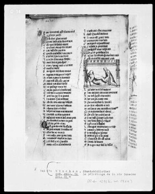 Le pélerinage de la vie humaine — Pilger mit Ketten gefesselt, Folio 97verso