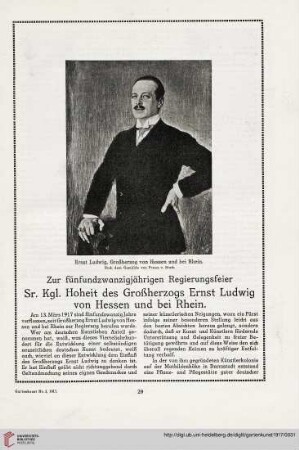 30: Zur fünfundzwanzigjährigen Regierungsfeier : Sr. Kgl. Hoheit des Großherzogs Ernst Ludwig von Hessen und bei Rhein