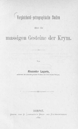 Vergleichend-petrographische Studien über die massigen Gesteine der Krym