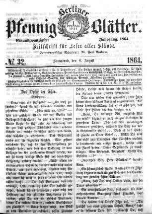 No. 32, Sonnabend, den 6. August 1864