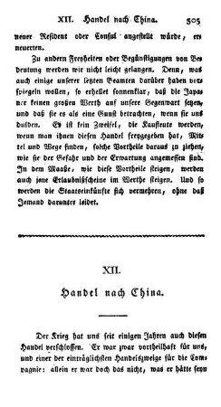 XII. Handel nach China
