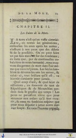 Chap. II. Les Suites de la Mort.