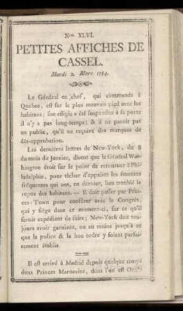 No XLVI (Mardi 2 Mars 1784)