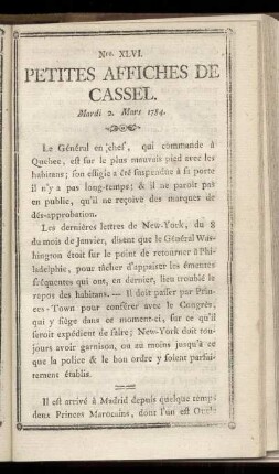 No XLVI (Mardi 2 Mars 1784)