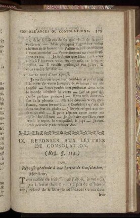 IX. Réponses Aux Lettres De Consolation.