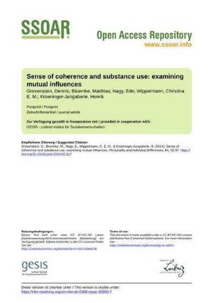 Sense of coherence and substance use: examining mutual inﬂuences