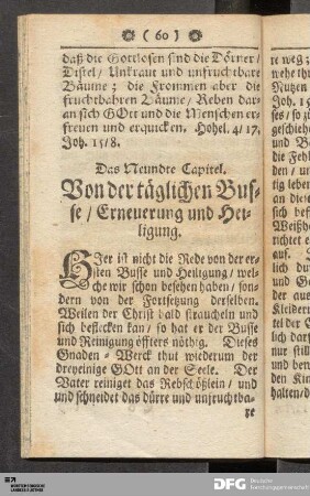 Das Neundte Capitel. Von der täglichen Busse, Erneuerung und Heiligung.