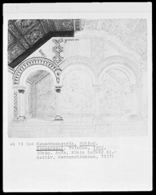 Entwurf für die Tribüne des Sängersaals auf Schloss Neuschwanstein