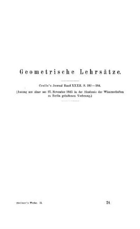 Geometrische Lehrsätze.