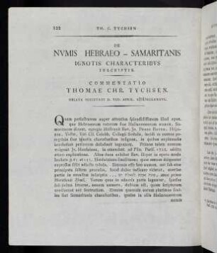 122-129, De numis Hebraeo-Samaritanis ignotis characteribus inscriptis