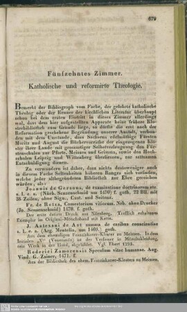 XV. Zimmer - Katholische und reformirte Theologie