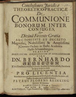 Conclusiones Iuridicae Theoretico-Practicae De Communione Bonorum Inter Coniuges