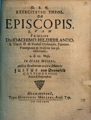 Exercitatio Theol. De Episcopis