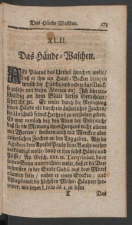 XLII. Das Hände-Waschen