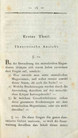 Erster Theil. Theoretische Ansicht