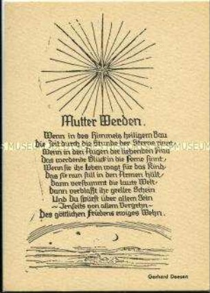 Postkarte der ökumenischen Flüchtlingshilfe, mit Gedicht