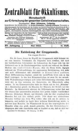 11. Heft (Mai 1922)