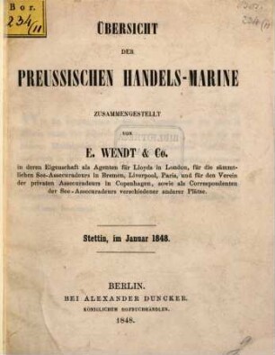 Uebersicht der Preussischen Handels-Marine : Stettin. 1848