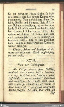 XXVII. Von der Gefälligkeit