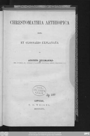 Chrestomathia Aethiopica : edita et glossario explanata