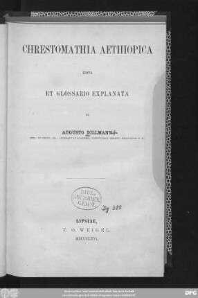 Chrestomathia Aethiopica : edita et glossario explanata