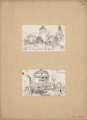 Reiseskizzen aus Österreich, Deutschland und Italien: Volders: Schloss Friedberg (Perspektivische Ansicht), Thaur: Perspektivische Ansicht
