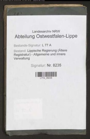 Straßenbau.- Straßenzug II.- Distrikt 1 Preußische Grenze bei Salzuflen - Schötmar, Bd. 1