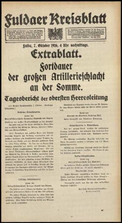 Zweite Ausgabe vom Samstag, den 07. Oktober 1916.