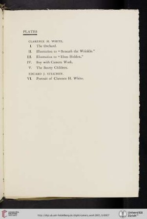 Clarence H. [Hudson] White, Eduard J. [Jean] Steichen [list of plates]