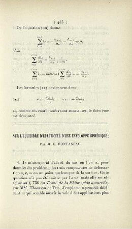 Sur l'équilibre d'élasticité d'une enveloppe sphérique.