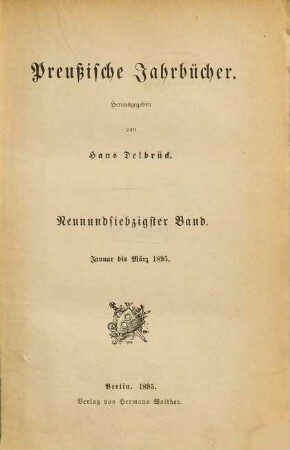 Preußische Jahrbücher. 79. 1895
