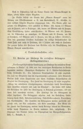 VI. Vereine zur Fürsorge für entlassene Gefangene. (Gefängnisvereine)