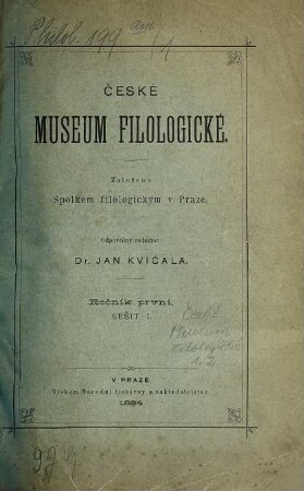 Le Musée belge : revue de philologie classique. 1. 1894 = T. 1