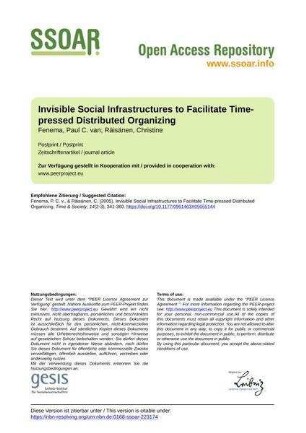 Invisible Social Infrastructures to Facilitate Time-pressed Distributed Organizing