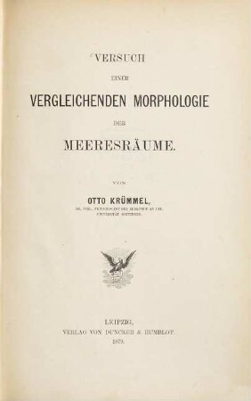 Versuch einer vergleichenden Morphologie der Meeresräume