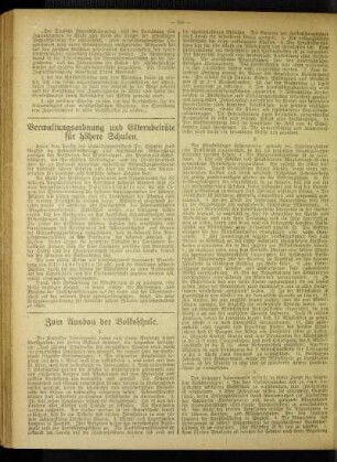 Zum Ausbau der Volksschule