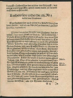 Luthers lere wider die. xii. Artickel des Glaubens.