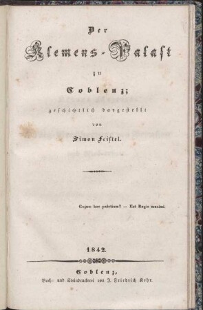 Der Klemens-Palast zu Coblenz