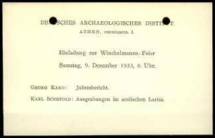 Einladung zur Winckelmannsfeier
