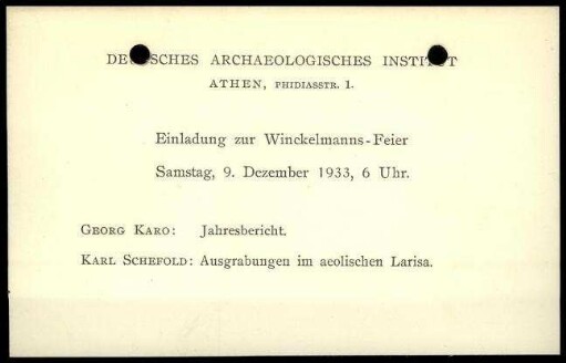 Einladung zur Winckelmannsfeier