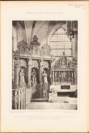 St. Marienkirche, Stadthagen: Ansicht Altar (aus: Denkmäler Deutscher Renaissance, hrsg. v. K.E.O. Fritsch, 4.Bd., 1891)