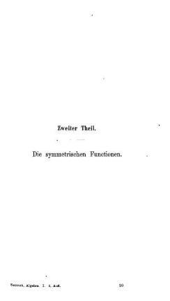 Zweiter Theil. Die symmetrischen Functionen.