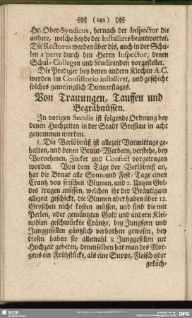 Von Trauungen, Tauffen und Begräbnüssen